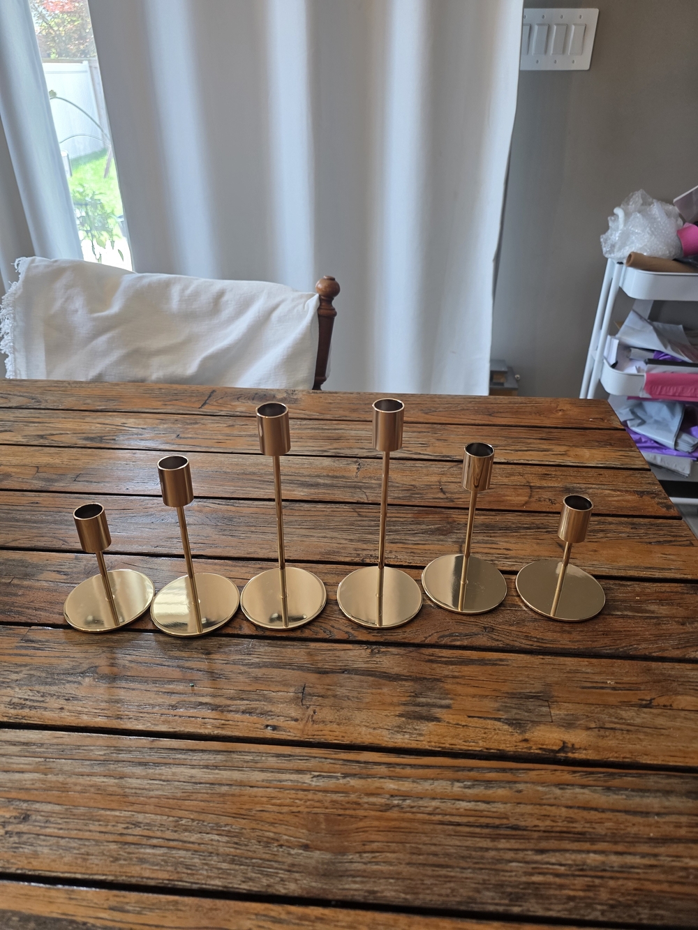 Gold Metal Taper Candle Holders - Set of 6